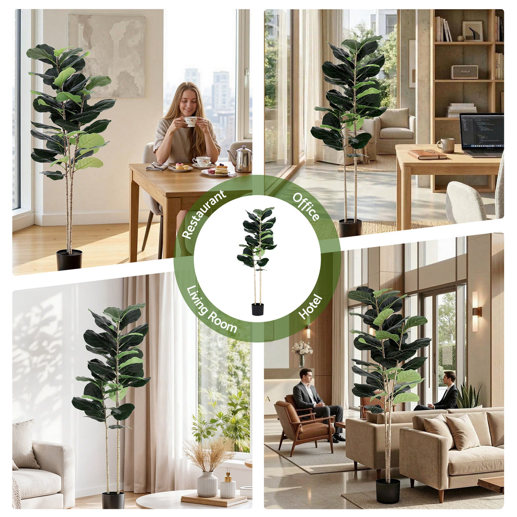Artiss 150cm Artificial Fiddle Tree Faux Trees Indoor Decor Artificial Plants Lifelike Plant 1.5M