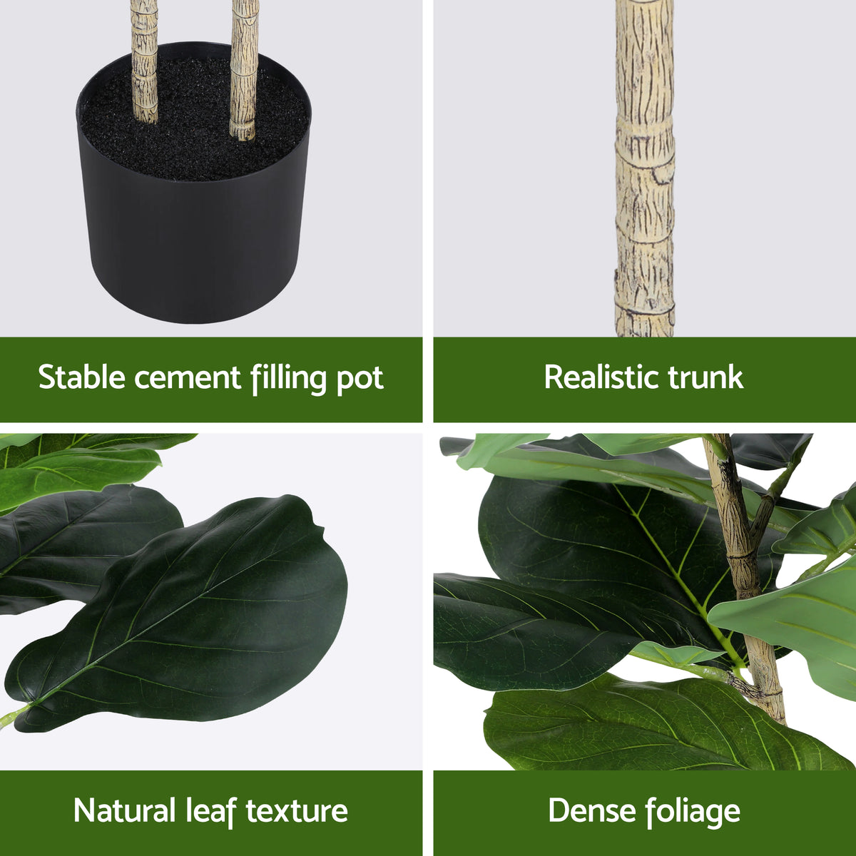 Artiss 150cm Artificial Fiddle Tree Faux Trees Indoor Decor Artificial Plants Lifelike Plant 1.5M