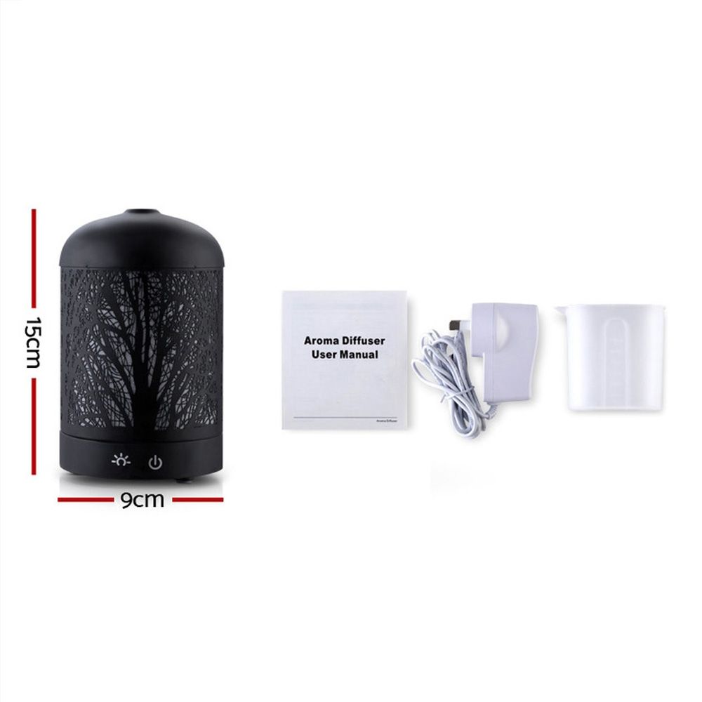 Black Aroma Diffuser 160 ml, Ultrasonic Aromatherapy Humidifier