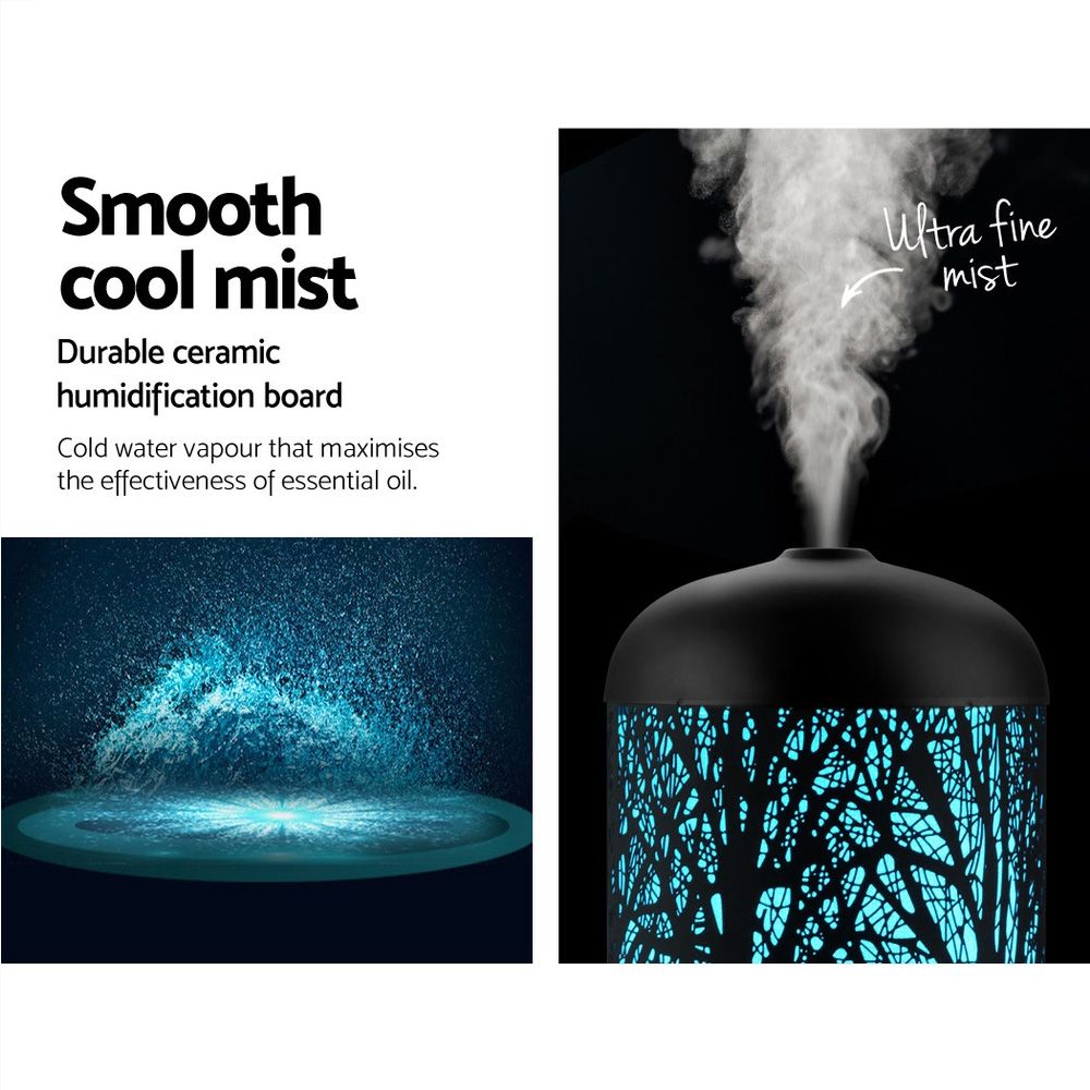 Black Aroma Diffuser 160 ml, Ultrasonic Aromatherapy Humidifier