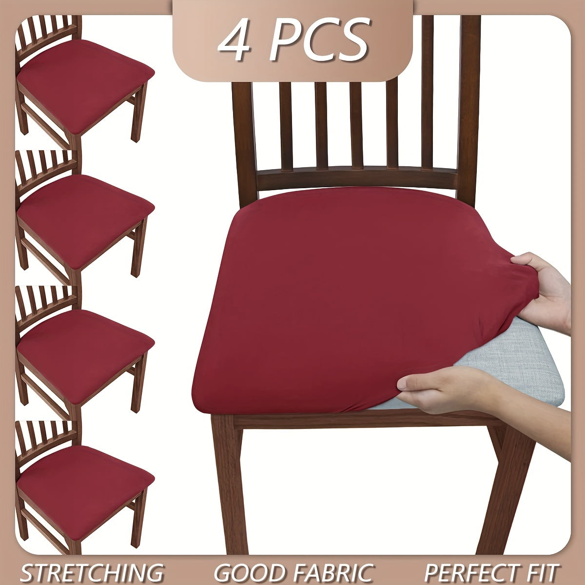 Solid Color Brushed High Elastic Chair Cover, Simple Soft And Comfortable Chair Seat Cover, Dust-proof And Dirt-resistant Chair Slipcover, Suitable For Dining Chair Office Home Decor 4pcs Dark Coffee Color
