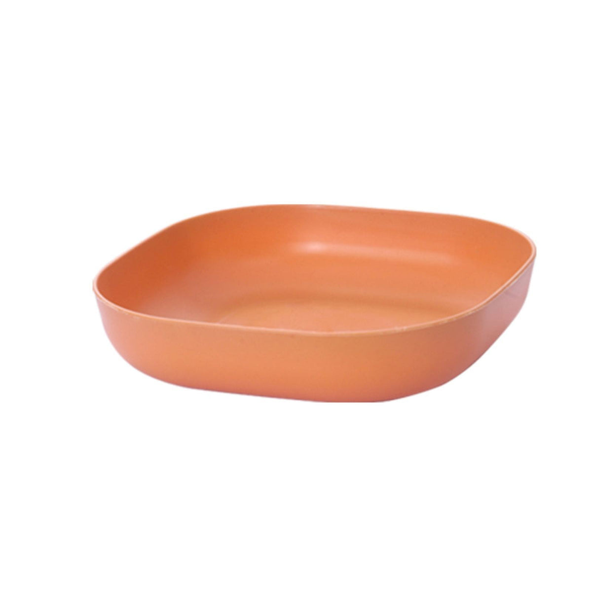 1 Piece Square Cereal Bowls,Plastic Small Bowls For Kitchen,Reusable Lightweight Dinner Plate,Plastic Square Bowl,Shallow, Orange, 14 x 14 x 3 cm