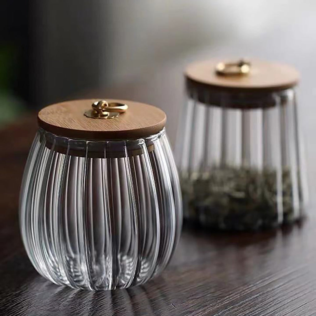 Sugar Containers With Bamboo Lids,Glass Coffee Canister Airtight Food Storage Jar With Lid, Candy Glass Canister Decorative Jars For Food Sugar Coffee Beans Tea, Coffee Bar Accessories A
