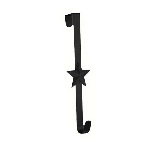15 Inch Wreath Hanger for Front Door Decoration, Long Metal Halloween Christmas Wreath Decoration Hook, Over The Door Single Hook Door Hook for Hanging Clothes Towels Coats 14.7" Black