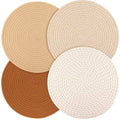 Round Woven Placemats Set of 4, 7.08 Inches Kitchen Table Place Mats for Dining Table, Trivets for Hot Pots and Pans, Boho Table Setting Decor, Fall Decorations for Home (Brown)