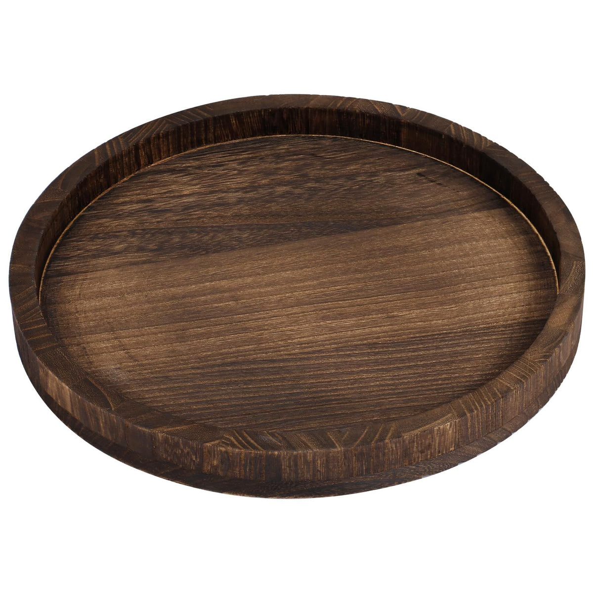 Wooden Tray for Coffee Table: Candle Holder Plate Round Decorative Serving Tray - Vintage Table Centerpiece Rustic Farmhouse Home Decor（Brown 24x24x3cm ）