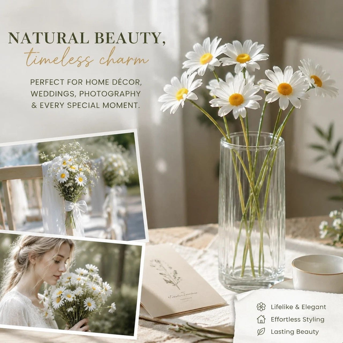 Outback Rural Floral Decor, Artificial Chamomile For Warm Australian Backyard Styling 30 pcs