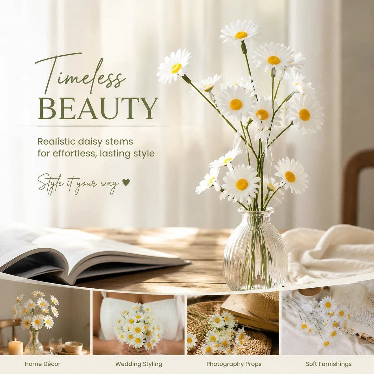 Outback Rural Floral Decor, Artificial Chamomile For Warm Australian Backyard Styling 30 pcs