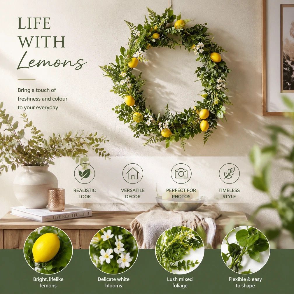 Shiny Lemon Water Grass Vine Faux Foam Lemon Garden Decor