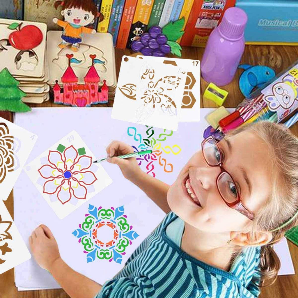 36 Pack Mandala Stencils (3.6x3.6 Inch) Dotting Painting Template Stencil Set for Perfect DIY Art Projects Wood Wall Floor Fabric Furniture Tile Christmas Gift (Reusable)