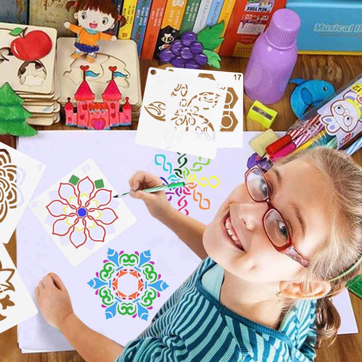 36 Pack Mandala Stencils (3.6x3.6 Inch) Dotting Painting Template Stencil Set for Perfect DIY Art Projects Wood Wall Floor Fabric Furniture Tile Christmas Gift (Reusable)