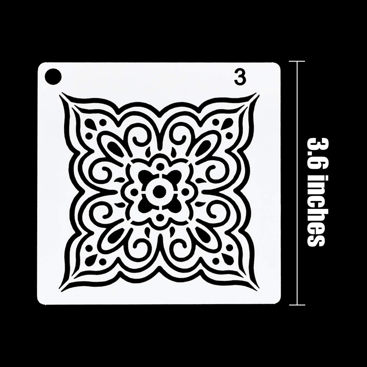 36 Pack Mandala Stencils (3.6x3.6 Inch) Dotting Painting Template Stencil Set for Perfect DIY Art Projects Wood Wall Floor Fabric Furniture Tile Christmas Gift (Reusable)