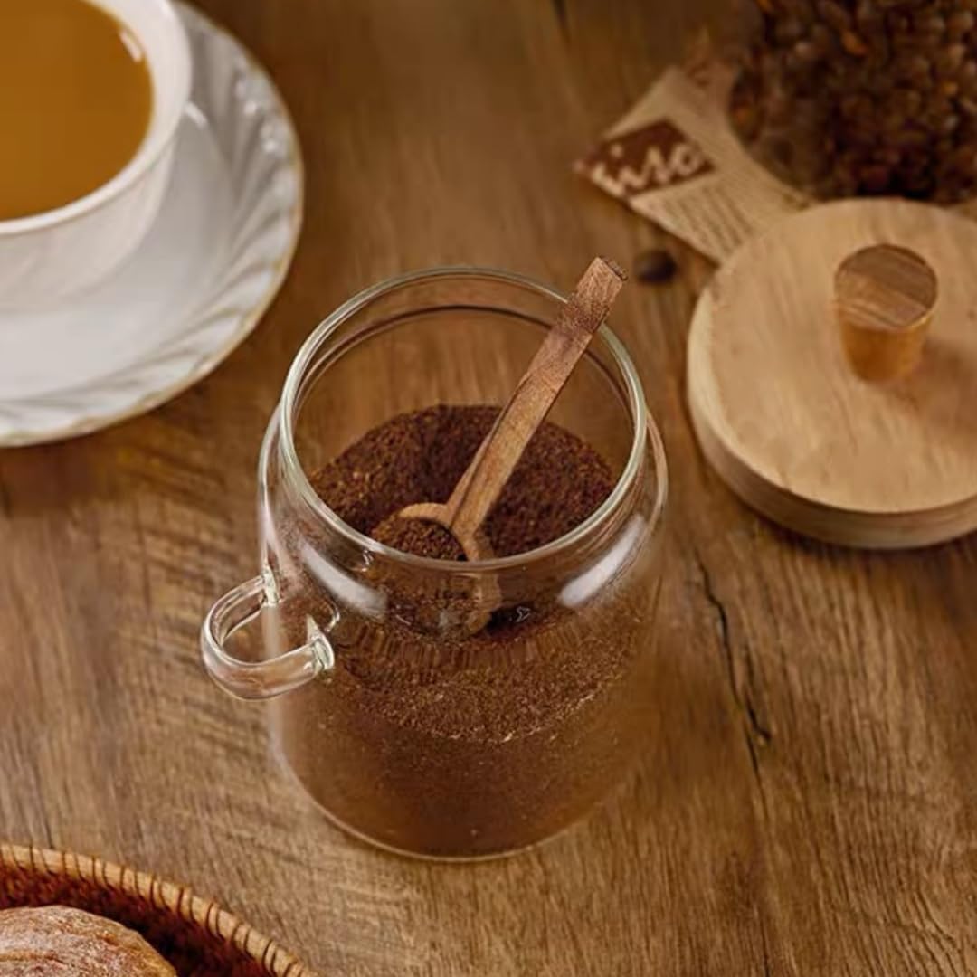 600ml Coffee Storage Container with Wooden Lid and Spoon Airtight Moisture-Proof Food Keeper for Coffee Beans Tea Sugar