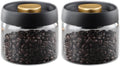 Airtight Borosilicate Glass Coffee Bean Storage Container with Vacuum Sealed Lid, 2pcs Food Storage Jars for Dry Goods, Coffee Bar Necessity