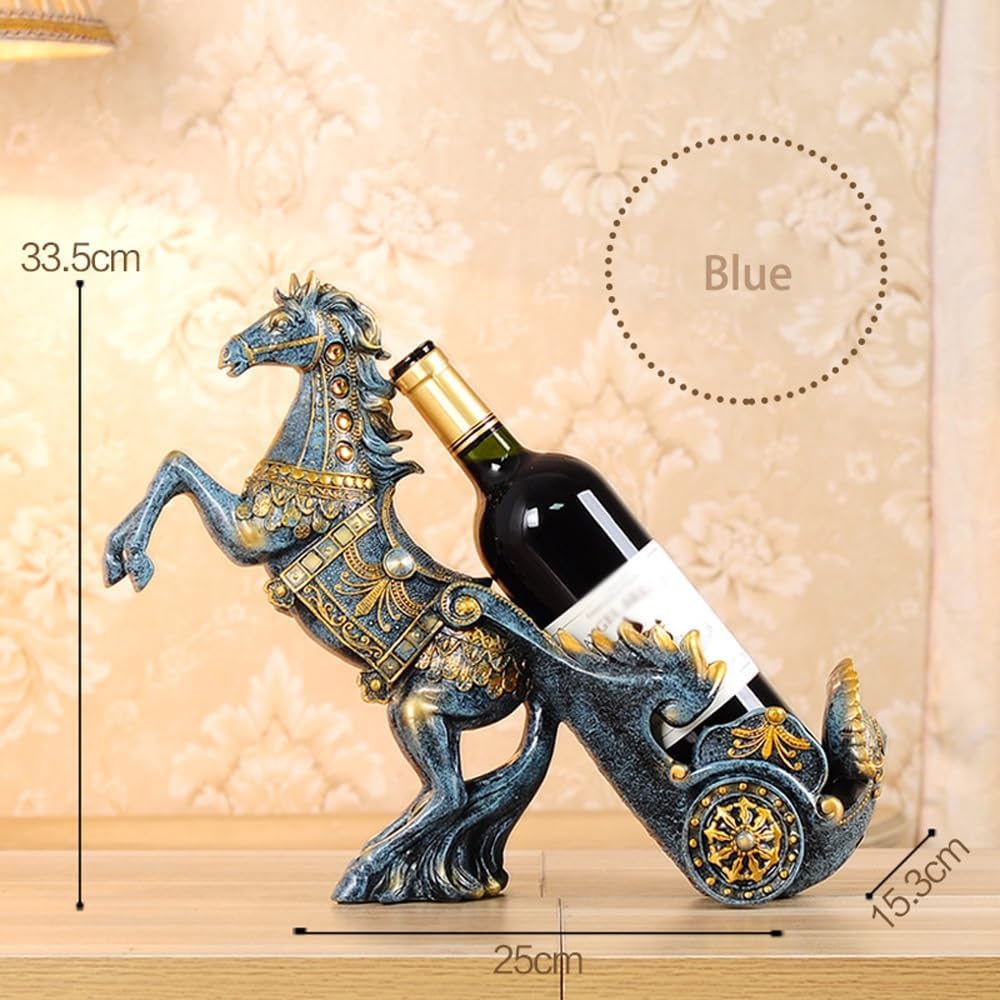 Wine rack standard - High table standard for wine accessories for one bottle - Wine rack in the shape of a resin horse - Kitchen decoration, Dining room decoration, Craftsmanship