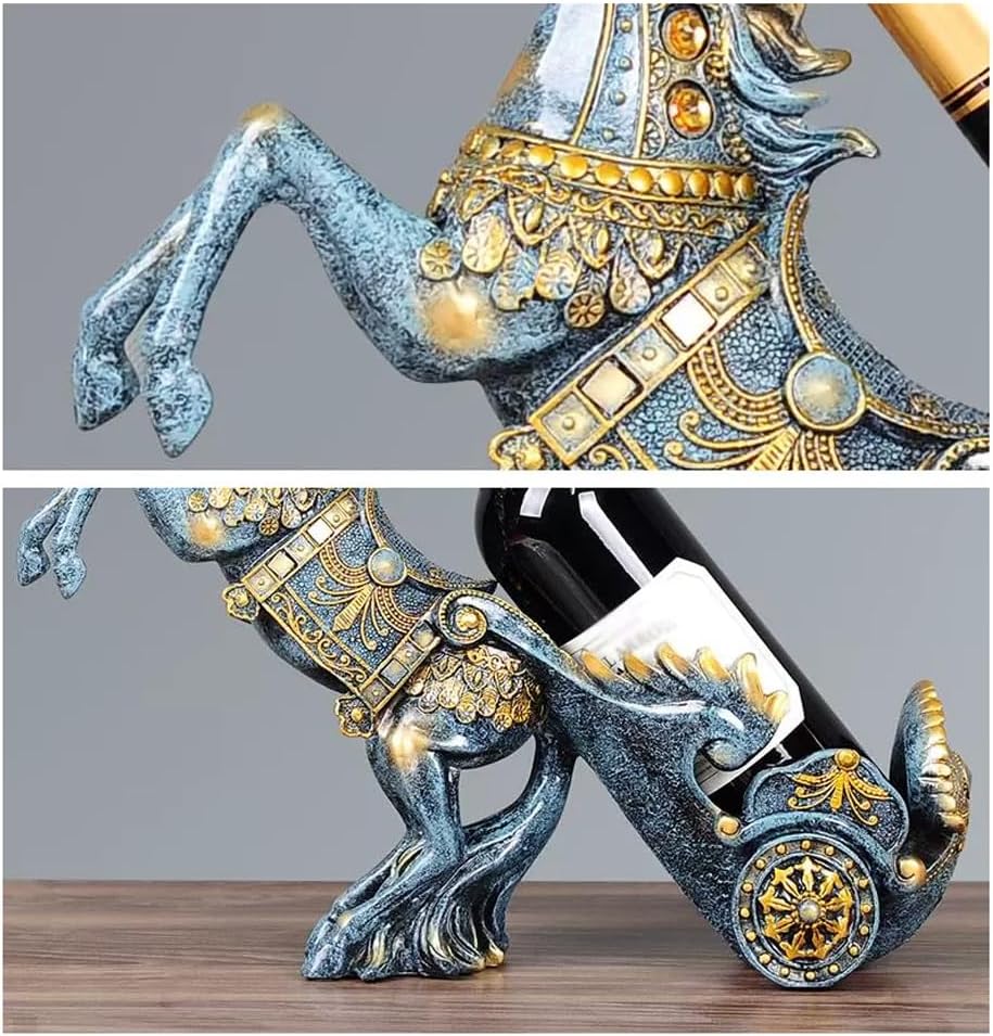 Wine rack standard - High table standard for wine accessories for one bottle - Wine rack in the shape of a resin horse - Kitchen decoration, Dining room decoration, Craftsmanship