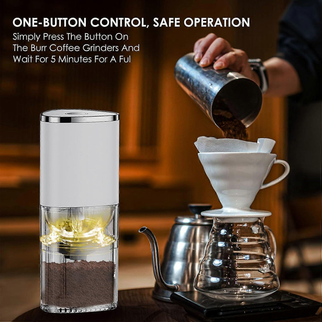 Electric Burr Coffee Grinder - Mini Automatic Bean Mill with LED Atmosphere Light