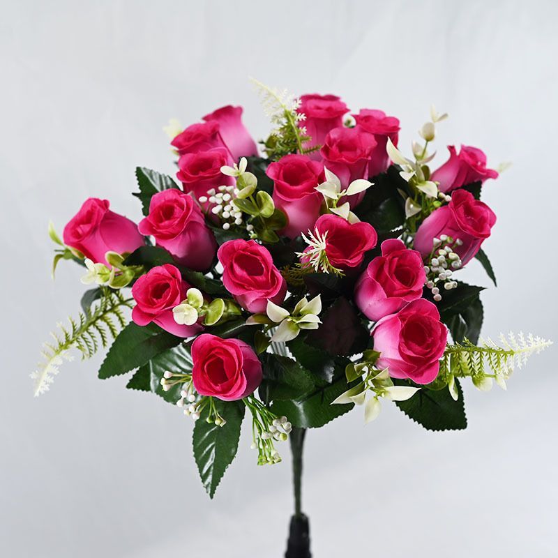 Artificial Rose Bouquet Faux Roses Fake Flowers Home Decor Garden Decoration - Pink - Size L