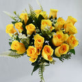 Artificial Rose Bouquet Faux Roses Fake Flowers Home Decor Garden Decoration - Yellow - Size L