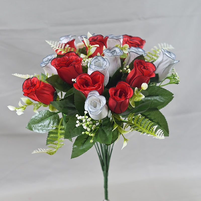 Artificial Rose Bouquet Faux Roses Fake Flowers Home Decor Garden Decoration - Yellow - Size L