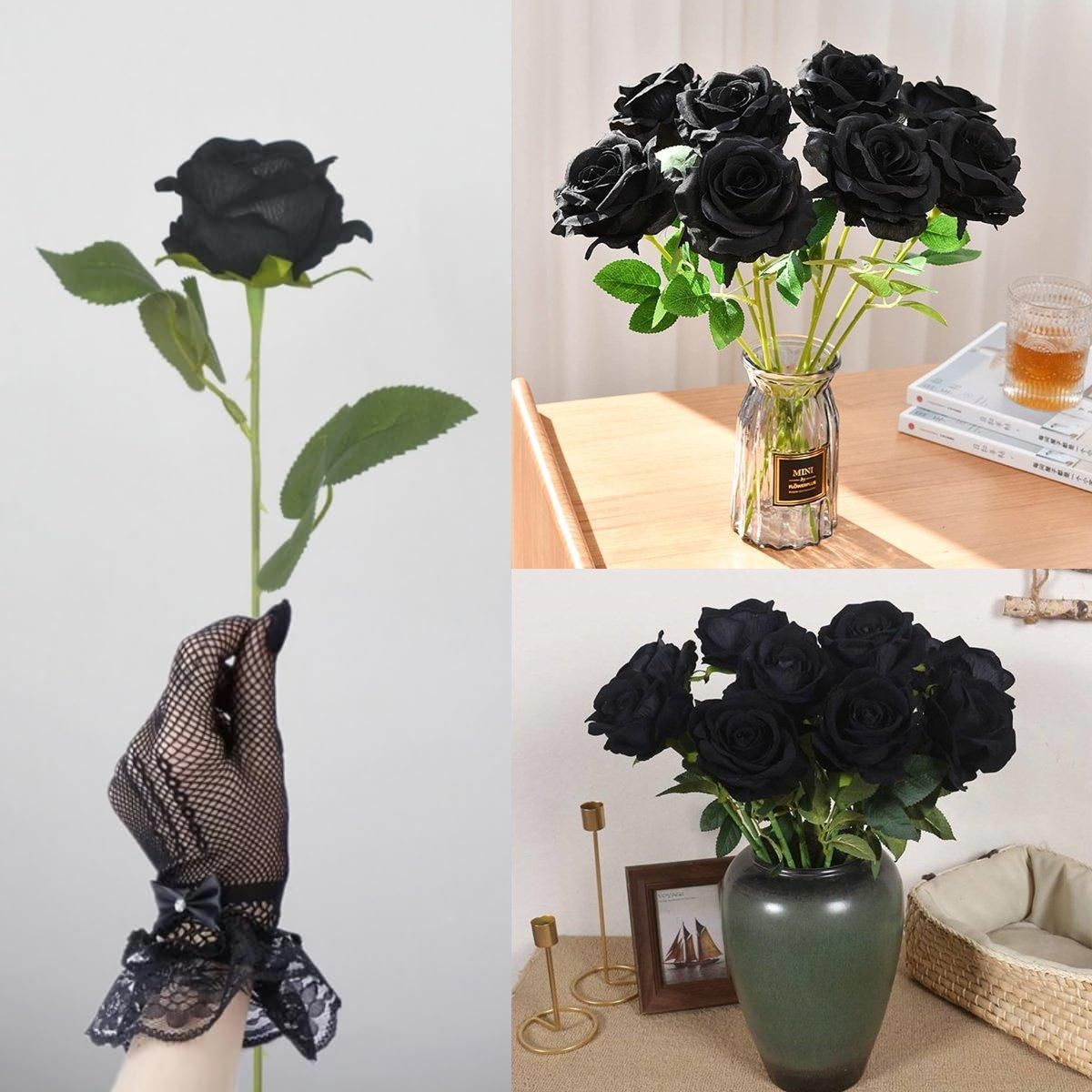 10pcs Artificial Silk Simulation Rose Flowers - Wedding Party Home Decorations - Red