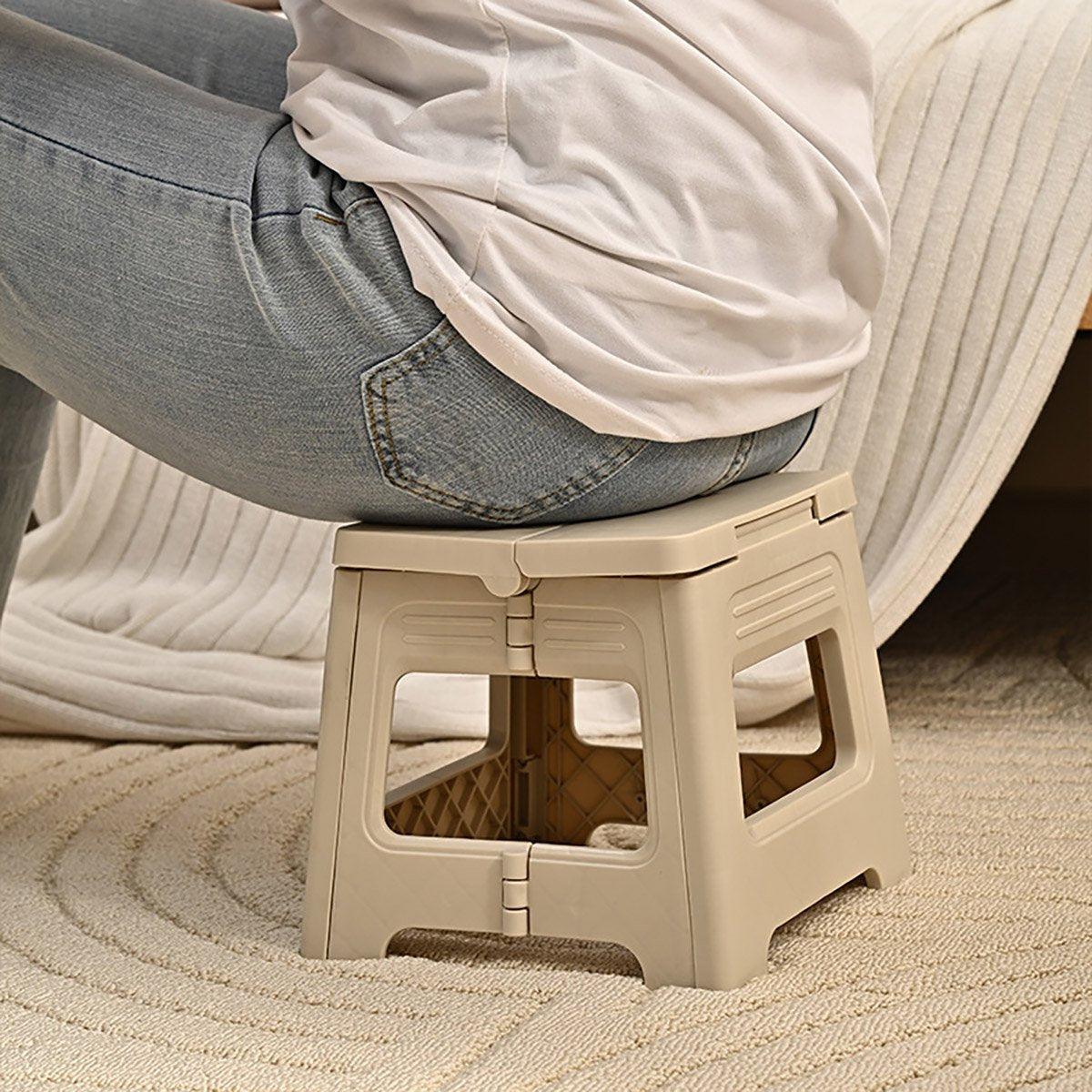 Portable Adjustable Folding Plastic Stool Retractable Outdoor Fishing Chair - Grey
