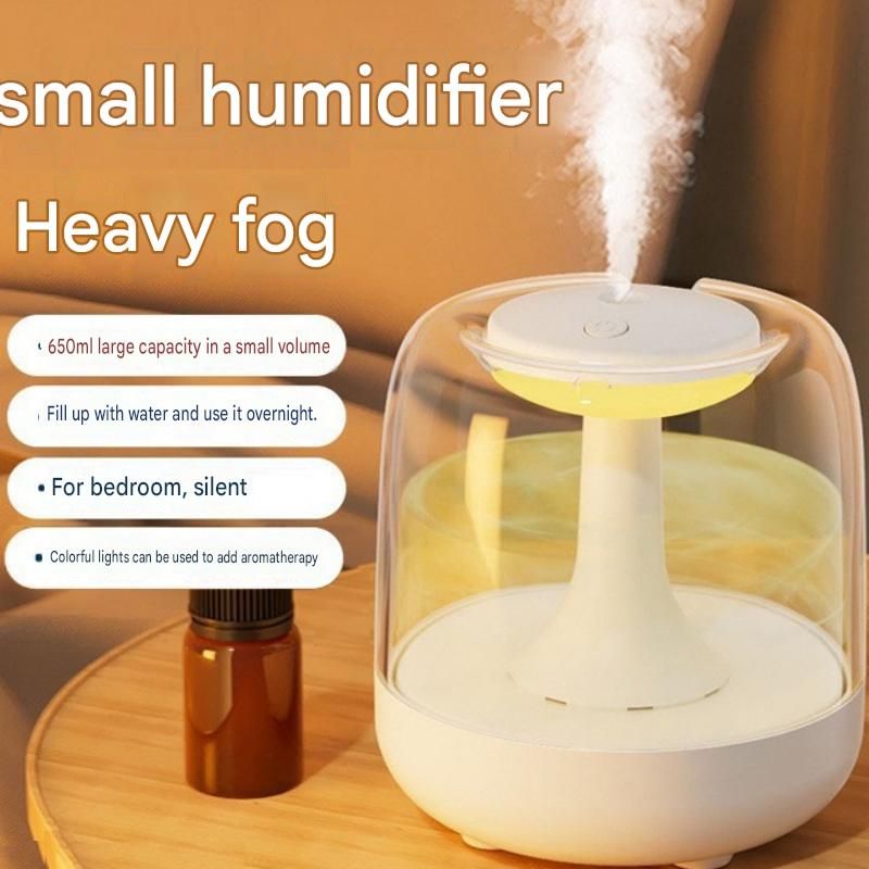 Black 650ML USB Mini Humidifier with Aromatherapy Function, Cool Mist Air Humidifier for Bedroom, Home Office, Quiet Large Mist Output Diffuser with Night Light